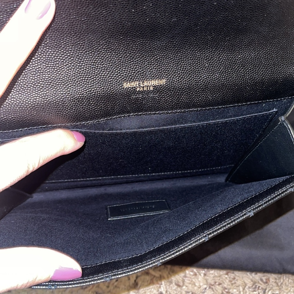 Saint Laurent Envelope Flap Pouch in Mix Matelassé Shiny Grained Leather - Picture 7 of 14